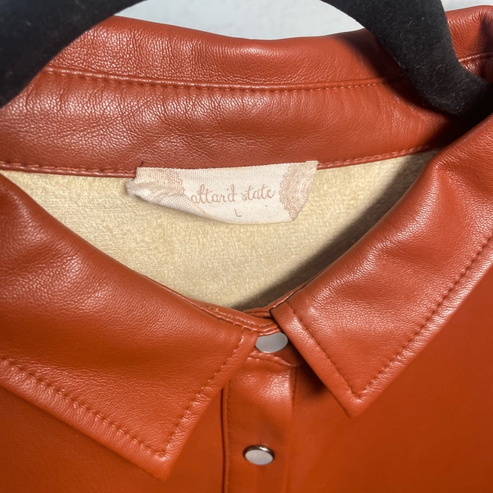 Altar'd State Rust Faux Leather Pearl Snap Jacket - Picture 4 of 8